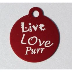 IMARC Kattenpenning – Rond – Live Love Purr – Rood - Klein Ø2 Cm