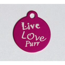 IMARC Kattenpenning – Rond – Live Love Purr – Roze - Klein Ø2 Cm