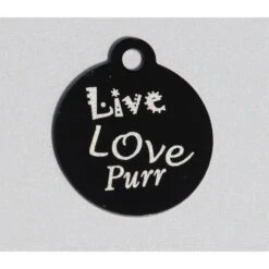 IMARC Kattenpenning – Rond – Live Love Purr – Zwart - Klein Ø2 Cm